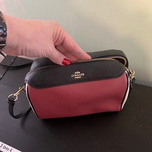 Navy/pink leather Coach bag